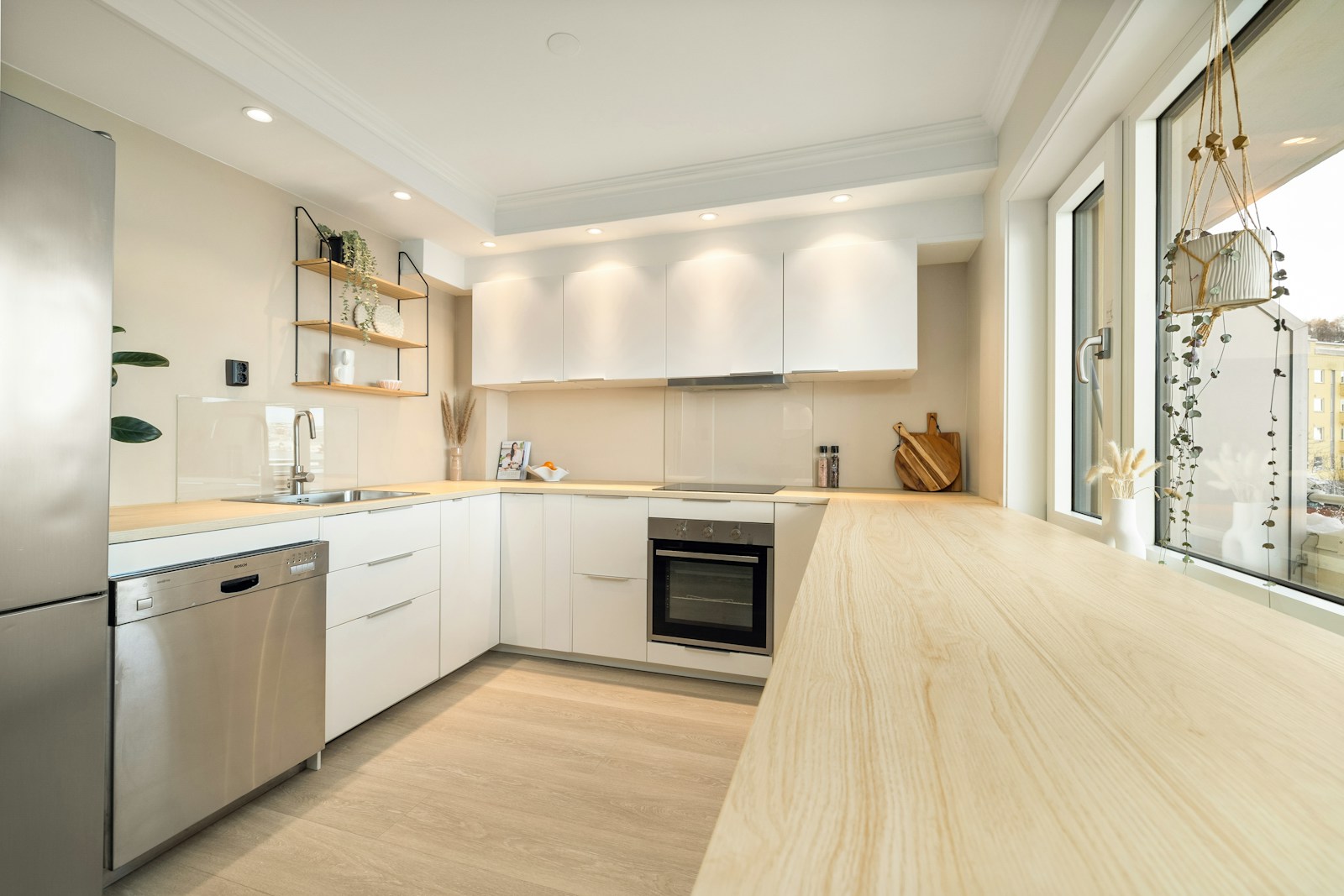 Stainless steel refrigerator in a modern kitchen